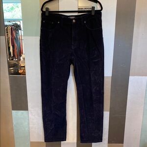 Lands End Men's Navy Blue Corduroy Pants, Size 34